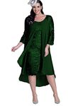 ORBITRAY Plus Size 2022 Lace Dresses for Mother of The Bride Outfit with Chiffon Overlay Tea Length Wedding Guest Gown, Emerald, 10