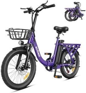 ACTBEST Mars Foldable Electric Bike for Adults-Peak 1200W Motor 20" Fat Tire Step-Through Folding Ebike with 48V 13.5Ah Removable Battery 80 Miles Range,7-Speed,Adult Electric Bicycle(Purple FB)