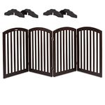 Bonnlo 76cm Freestanding Pet Gate with 4 Foot Supporters for Dogs Puppy Indoor Staircase Doorway Configurable Folding 4 Panel Indoor Wood Doggy Fence/Divider, 207cm W, Brown