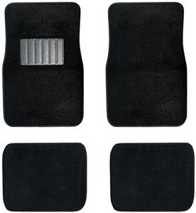 New Carpet Car Floor Mats 4 Pc Set for Cars Trucks SUVS with Heel Pad -Front and Rear Mats Universal Classic Matching Heel Pad (Black)