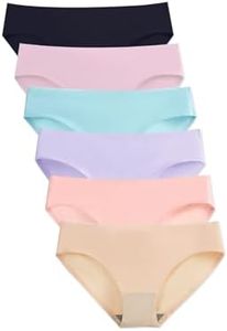 Bolivelan 6 Pack Women's Seamless Hipster Underwear No Show Soft Briefs Low Rise Stretch Bikini Underwear (Multicolor, US 5=AU 6)