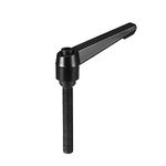 sourcing map M10 x 60mm Handle Adjustable Clamping Lever Thread Push Button Ratchet Male Threaded Stud Knobs Quick Release Screw Handles Bolts with Locking Lever Black