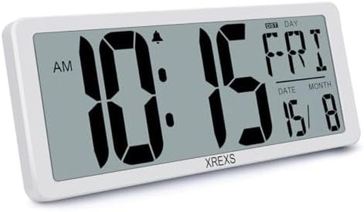 XREXS Large Digital Wall Clock, 14 Inch Large LCD Display, Wall Digital Clock with Time/Calendar/Temperature Display, for Bedroom Home Decor (Batteries Included)