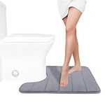 Yimobra Memory Foam Toilet Bath Mat U-Shaped Contour Rug Maximum Absorbent, Soft and Comfortable, Non-Slip, Thick, Machine Wash and Easier to Dry for Bathroom Carpet, Gray