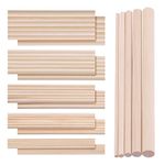 Swpeet 160Pcs OD 1/8" 3/16" 1/4" 5/16" 3/8" Length 6Inch/150mm Dowel Rods Wooden Dowel Rods Craft Wood Sticks Assortment Kit, Unfinished Dowel Small Round Hardwood Sticks