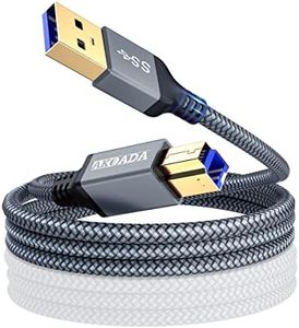 USB 3.0 Cable A-Male to B-Male Adapter Cord, AkoaDa Durable Nylon Braided USB 3.0 Cable Compatible with USB Docking Station, External Hard Drivers, Scanner, USB Hub, Port Replicators and More