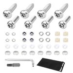 Anti Theft License Plate Screws Kits with Bolts & Fasteners Nuts,High Grade License Plate Security Screws for Fastening Front License Plate,Universal Car Accessories Exterior (Silver)