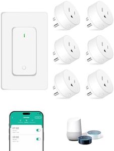NineLeaf Smart Plug, WiFi Smart Plugs Work with Alexa and Google Home via Tuya,Wireless Outlets Timer with APP Remote Control, 2.4GHz Wi-Fi Only, No Hub Required, TUV FCC Listed (6 outlets+1 Switch)
