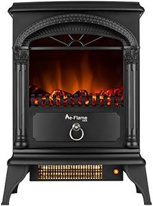 Free Standing Electric Fireplace Stove (Portable) - Hamilton by e-Flame USA - 22-inches Tall - Matte Black - Features Heater and Fan Settings with Realistic and Brightly Burning Fire and Logs