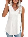 Aokosor Womens Tops Ladies Vest Tops Summer Sleeveless Casual Side Splits Tank Size 18-20 White