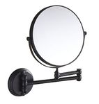 DOLPHY Black 5X Magnifying Shaving & Makeup Mirror - (8 Inch Round, Wall Mount, Framed)