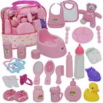 Baby Doll Diaper Bag Set, Doll Feeding Set with Baby Doll Accessories Includes Doll Bottles