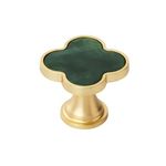 Amerock 2PK36970EMG Accents Clover Cabinet Knob | Furniture Knob | 1-1/4 inch (32mm) Length Gold/Emerald Green Decorative Drawer Pull