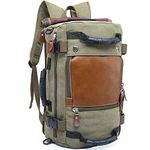 KAKA travel Laptop backpack,canvas rucksack duffel bag laptop weekender travel carry on bags for men,mens canvas rucksack laptop backpack fit 15.6'' Notebook with hidden shoulder strap (green)