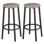 HOOBRO Set of 2 Bar Stools, Kitchen Round Bar Chairs with Footrest, Industrial Pub Stools, Sturdy Steel Frame, Adjustable Feet, for Dining Room, Kitchen, Party, Easy Assembly, Greige BG03BY01