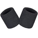 Wristbands Sweatbands Wrist Men Women 2 PCS Sports Sweat Bands for Gym Sports Tennis Running Exercise Basketball Moisture Wicking (2 pcs -Black)