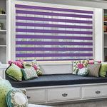 ZEBRA BLINDS Polyester Curtain Blinds for Windows and Doors with Dual Shade, Horizontal Stripes, Sheer and Solid Fabric, Light Control/Blackout Blinds, Waterproof (VIOLET) WIDTH 130XHEIGHT 130CM