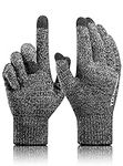 TRENDOUX Winter Gloves Women Men, Touchscreen Glove, Texting Smartphone Riding - Anti-Slip - Thermal Liners - Knitted Soft Material - Hands Warm Glove for Driving - Black Gray - L