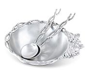 Arthur Court Designs Aluminum Grape Open Vine Salad Bowl and Servers 3-Pc