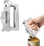 QUHUOYAO Can Opener, Stainless Steel Can Opener, Manual Can Opener, Smooth Edge, Jar Lid & Bottle Cap Opener Tool (Silver)