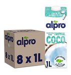 Alpro Coconut Plant-Based Long Life Drink, Vegan & Dairy Free, 1L (Pack of 8)(packaging may vary)