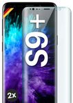 moex Full Screen Protective Glass Compatible with Samsung Galaxy S9 Plus - Screen Protector Rimless, Full Screen, Curved 3D Protective Glass Film, Clear, 2x Clear