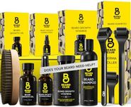 Beard Club Advanced Beard Growth Kit - Derma Roller, Beard Growth Oil, Beard Growth Vitamins and Beard Growth Vitamin Spray, Beard Shampoo and Beard Brush - Gift Set - Cedar