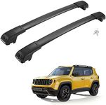 BougeRV Lockable Roof Rack Cross Bars Compatible with Jeep Renegade 2015-2024, Aluminum Car Cross Bar for Rooftop Cargo Carrier Bag Basket Luggage Kayak Canoe Bike Snowboard Skiboard, Black