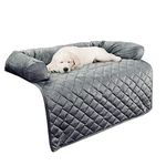 PETMAKER Couch Cover for Dogs - 35x35 Pet Furniture Protector with Memory Foam Neck Bolster, Quilted Fabric, and Water-Resistant Base Layer (Gray)