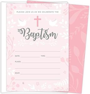 Baptism Invitations for Baby Girls 25 Fill in The Blank Style Cards and Envelopes.