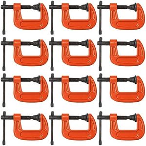 CYEAH 12-Pack 1 Inch Heavy Duty C Clamp, Small Malleable Iron C-Clamp G Clamp, Up To 1 Inch Jaw Opening, 1 Inch Throat Depth with T-Bar Handle for Woodworking, Welding, Building (Orange)