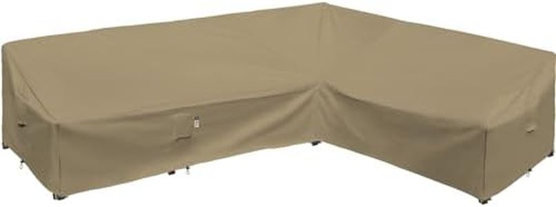 Flexiyard Heavy Duty Outdoor Sectional Sofa Cover, 120"X90" L-Shaped Waterproof 600D Patio Sectional Couch Cover, Lawn Patio Furniture Cover (Desert Khaki, L-Shaped-Right Facing-120 x90)