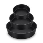 HaWare Cake Tin Set of 3, 6inch/8inch/9.5inch Nonstick Stainless Steel Cake Pan for Baking Roasting Serving, Round Birthday Wedding Layer Cake Mould, Healthy & Non-Toxic (16cm, 20cm, 24cm, Black)