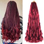 22 inch French Curly Braiding Hair 8 Pack Loose Wavy Spiral Curl Braids Crochet Hair Deep Wave Synthetic Extensions Pre Stretched Bouncy Braiding Hair (deep 22 inch, BUG)