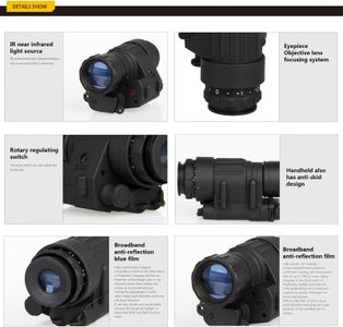 ANIUXIAOGE Military Digital Night Vision Monocular – Head-Mounted IR Scope for Hunting, White/Black