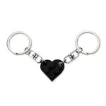 Heart Keychain Set, 2pcs Matching Heart Keychain Couple Keychains Small Heart Decorations for Party, Valentines Gift for Girlfriend Boyfriend (Black)