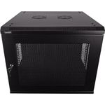 NavePoint 9U Wall Mount Network Cabinet for 19” IT Equipment, A/V Gears, Perforated Door, Side Panels, Locks, 2 Fans, 600mm Depth, Max Weight 132 lbs