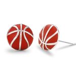 SmileBelle Basketball Earrings, Sterling Silver Basketball Stud Earrings for Women Girls Hypoallergenic Sports Earrings Basketball Gifts Sports Fan Basketball Mom and All-star Gifts