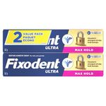 Fixodent Ultra Max Hold Secure Denture Adhesive for Full and Partial Denture Wearers, 62g (2 Count)