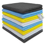 SOFTSPUN Microfiber Basic Cleaning Cloths,8 pcs 40x40cms 280 GSM Multicolor! Highly Absorbent Lint and Streak Free Multipurpose Wash Cloth for Car Window Stainless Steel Silverware.
