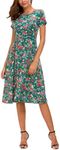 Urban CoCo Women's Summer Casual T Shirt Dresses Floral Short Sleeve Flared Midi Dress, 1, X-Large