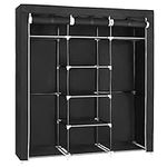 SONGMICS Portable Clothes Closet, Non-Woven Fabric Wardrobe, Storage Organizer, Black URYG12H