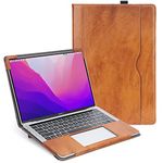 TYTX Compatible with MacBook Pro Genuine Leather Case 13 Inch 2016-2022 (A1989 A1706 A1708 A2159 A2289 A2251 A2338 M1 M2) Laptop Sleeve Protective Folio Book Cover, Genuine Brown