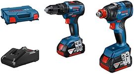 Bosch Professional 18V System Cordless Impact Driver GDX 18V-200 and Cordless Combi Drill GSB 18V-55 (incl. 2X 4.0 Ah GBA 18 V Rechargeable Battery, Quick Charger GAL 18V-40, in L-Case)
