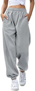 wkwmrpet Grey Baggy Sweatpants Drawstring Waist Sweat Pants Plus Size Joggers for Women with Pockets XL