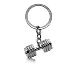 Elegant attire club Dumbbells silver steel keychain for gym lovers