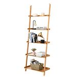 CASART 5 Tiers Ladder Rack, Wall Display Shelf Stand, Home Office Storage Shelving Unit Flower Plants Organiser Stand for Living Room Kitchen Bathroom (64 x 45 x 181cm, Natural)