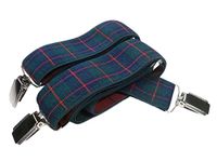 Olata Men’s Patterned Y-Shape Braces/Suspenders - 3.5cm. Green, Blue & Red Tartan