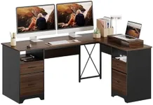 Bestier L Shaped Desk with 4 Drawer