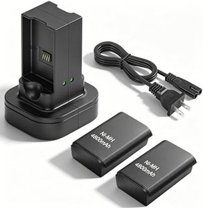 4800mAh Battery Charger Kits Compatible with Xbox 360 Controller Battery Pack, 2Pcs Remote Rechargeable Batteries with Dual Charging Station Dock